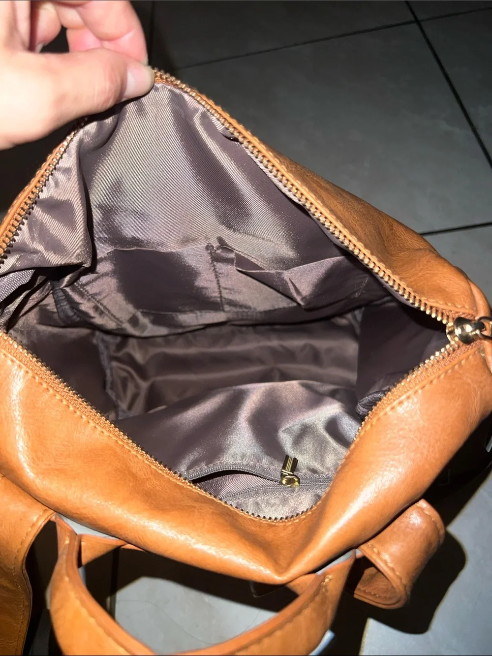 Tan Faux Leather Men's Backpack - Classic Everyday Bag